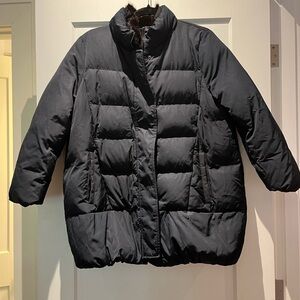 Renoma French Designer Down Filled Puffer Coat with Fur Trim